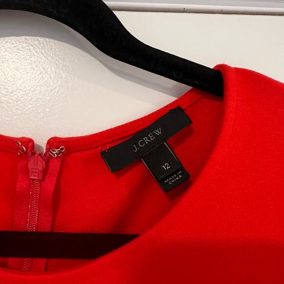 J Crew Women's Longsleeve Dress Bright Red Knee Length Size 12 - Picture 5 of 10